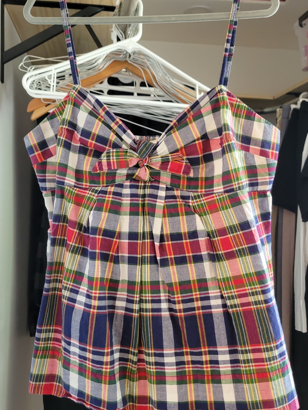 J Crew Plaid Bow Top